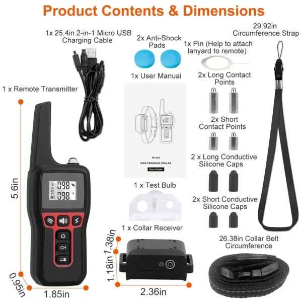 3280FT Dog Training Collar IP67 Waterproof Pet Beep Vibration Electric Shock Collar - Image 11