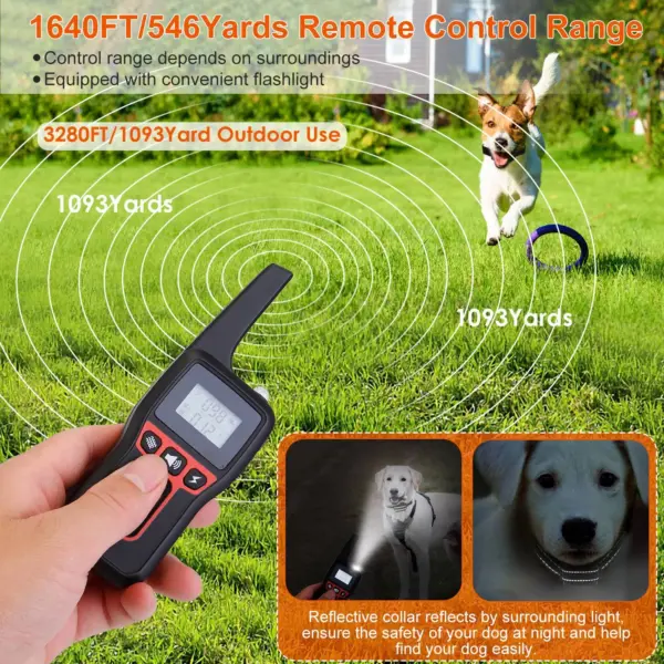 3280FT Dog Training Collar IP67 Waterproof Pet Beep Vibration Electric Shock Collar - Image 3