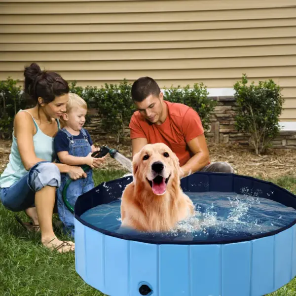 63 Inch Foldable Leakproof Dog Pet Pool Bathing Tub Kiddie Pool for Dogs Cats and Kids - Image 2