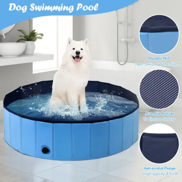 63 Inch Foldable Leakproof Dog Pet Pool Bathing Tub Kiddie Pool for Dogs Cats and Kids - Image 11