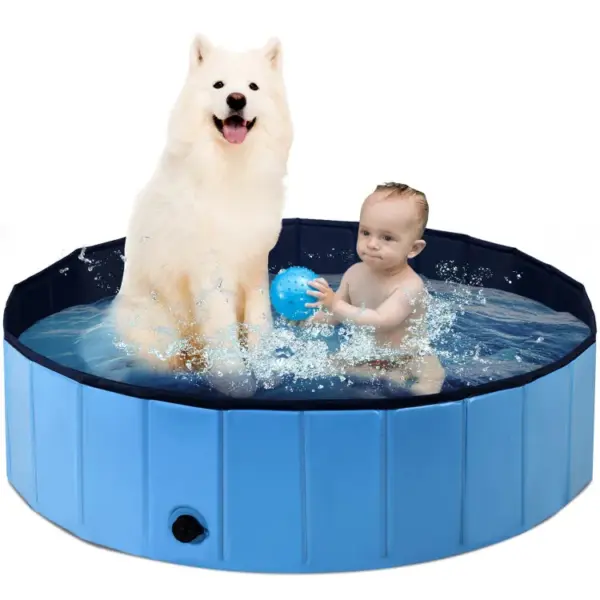 63 Inch Foldable Leakproof Dog Pet Pool Bathing Tub Kiddie Pool for Dogs Cats and Kids - Image 4