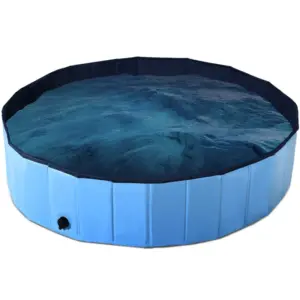 63 Inch Foldable Leakproof Dog Pet Pool Bathing Tub Kiddie Pool for Dogs Cats and Kids