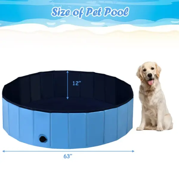 63 Inch Foldable Leakproof Dog Pet Pool Bathing Tub Kiddie Pool for Dogs Cats and Kids - Image 5