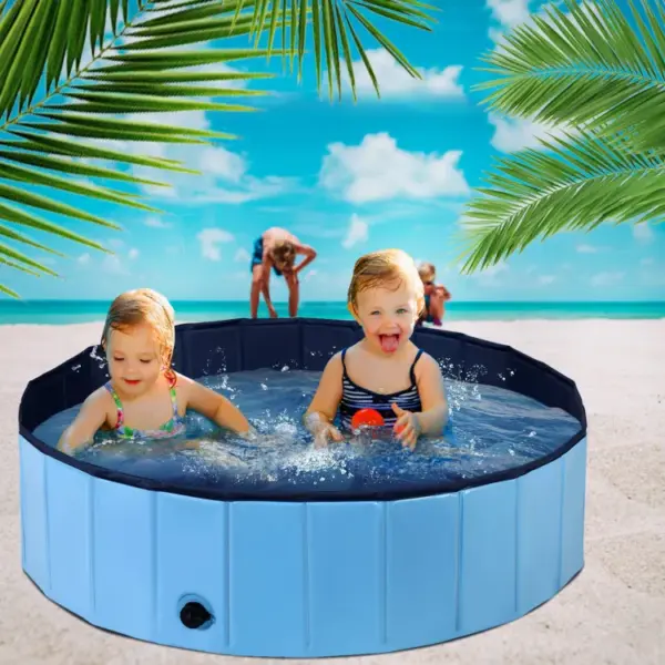 63 Inch Foldable Leakproof Dog Pet Pool Bathing Tub Kiddie Pool for Dogs Cats and Kids - Image 6