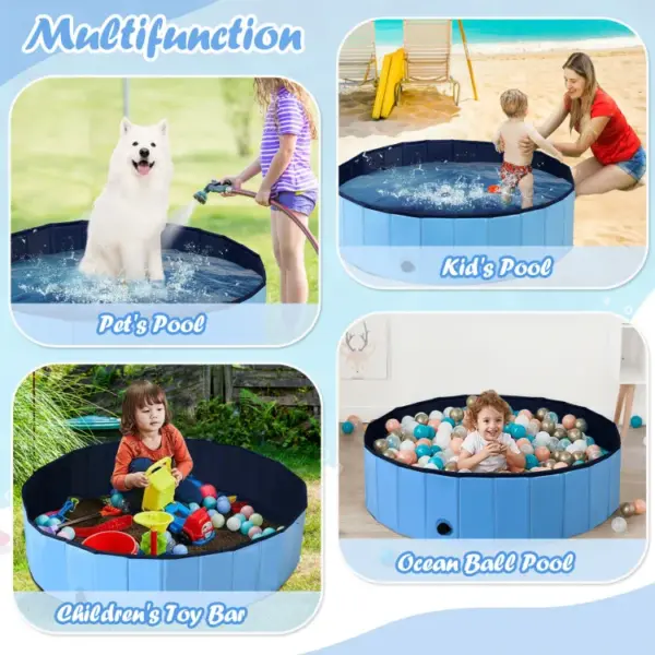 63 Inch Foldable Leakproof Dog Pet Pool Bathing Tub Kiddie Pool for Dogs Cats and Kids - Image 8