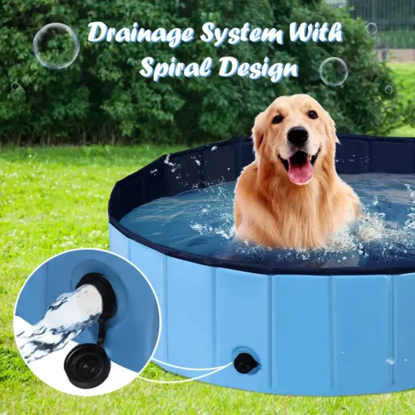 63 Inch Foldable Leakproof Dog Pet Pool Bathing Tub Kiddie Pool for Dogs Cats and Kids - Image 9