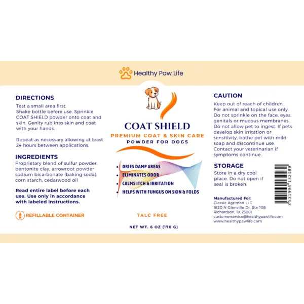 COAT SHIELD - Canine Dry Powder and Gentle Skin Cleanser for Allergies and Irritation for Dogs | Alleviate Odors and Itchiness | Holistic Remedy and Soothing Formula | Relief for Itchiness and Yeast - Image 5