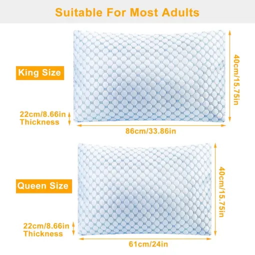 Cooling Memory Foam Pillow Ventilated Soft Bed Pillow with Cooling Gel Infused Memory Foam Heat Moisture Reducing Cooling Fiber Breathable Machine Washable - Image 4