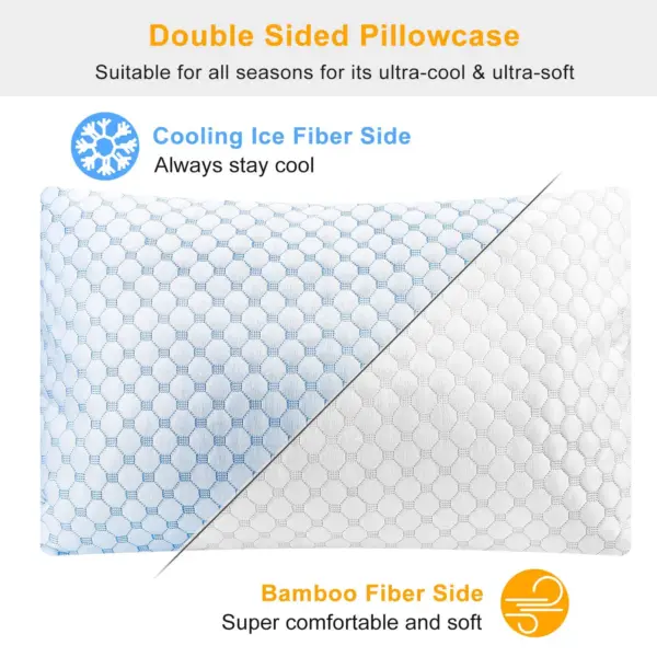 Cooling Memory Foam Pillow Ventilated Soft Bed Pillow with Cooling Gel Infused Memory Foam Heat Moisture Reducing Cooling Fiber Breathable Machine Washable - Image 7