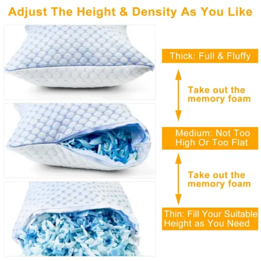 Cooling Memory Foam Pillow Ventilated Soft Bed Pillow with Cooling Gel Infused Memory Foam Heat Moisture Reducing Cooling Fiber Breathable Machine Washable - Image 9