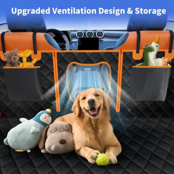 Dog Car Seat Cover for Back Seat with Detachable Hard Bottom, Holds 400lbs, Back Seat Extender for Dog with Mesh Windor and Storage Pocket, Fit for Car, SUV, Truck, Orange - Image 2