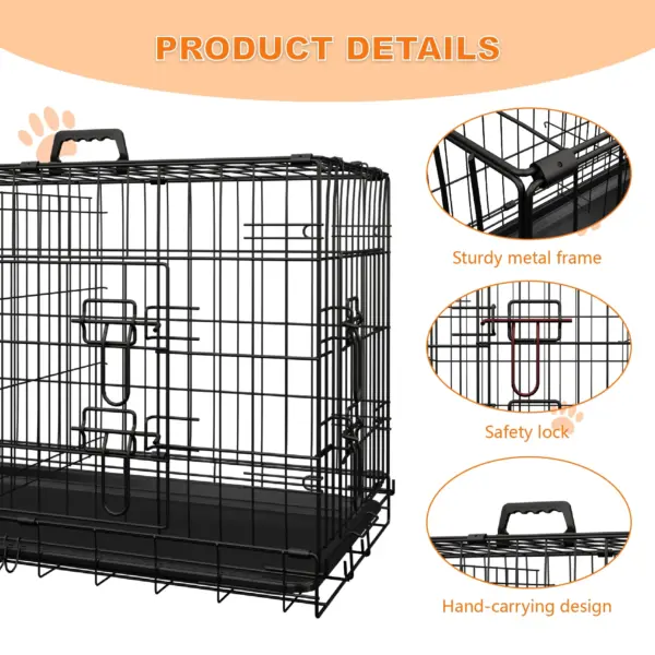 Dog Crate, 36 Inch Medium Dog Cage with Divider and Plastic Leak-Proof Pan Tray, Double Door Folding Metal Wire Cage for Indoor, Outdoor, and Travel, Made in Vietnam - Image 2