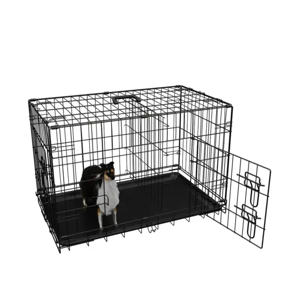 Dog Crate, 36 Inch Medium Dog Cage with Divider and Plastic Leak-Proof Pan Tray, Double Door Folding Metal Wire Cage for Indoor, Outdoor, and Travel, Made in Vietnam - Image 11