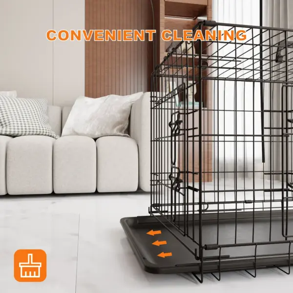 Dog Crate, 36 Inch Medium Dog Cage with Divider and Plastic Leak-Proof Pan Tray, Double Door Folding Metal Wire Cage for Indoor, Outdoor, and Travel, Made in Vietnam - Image 4