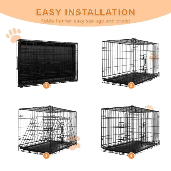 Dog Crate, 36 Inch Medium Dog Cage with Divider and Plastic Leak-Proof Pan Tray, Double Door Folding Metal Wire Cage for Indoor, Outdoor, and Travel, Made in Vietnam - Image 7