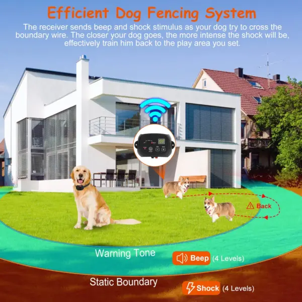 Dog Fence System Pet Containment System with 100 Adjustable Levels IPX7 Waterproof Rechargeable Receiver Underground Fence for Small Medium Large Dog - Image 4