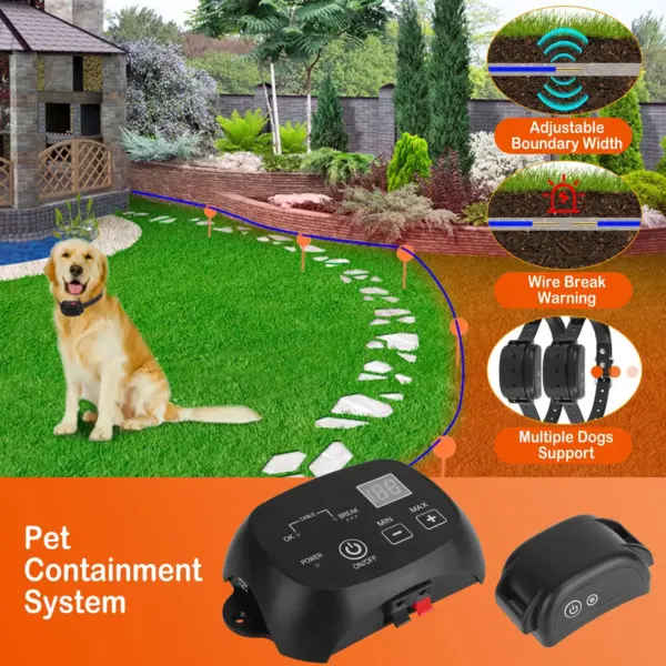 Dog Fence System Pet Containment System with 100 Adjustable Levels IPX7 Waterproof Rechargeable Receiver Underground Fence for Small Medium Large Dog - Image 9