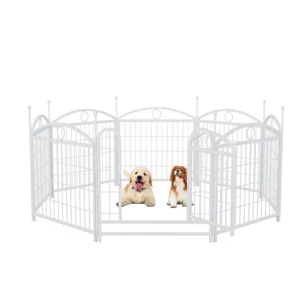 Dog Playpen Indoor 24 inch 8 Panels Metal Dog Pen Pet Dog Fence Outdoor Exercise Pen with Doors, Heavy Duty Dog Fence Puppy Pen for Large Medium Small Dogs Indoor Outdoor Foldable Pet Exercise Pen - Image 3