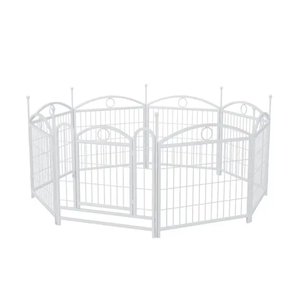 Dog Playpen Indoor 24 inch 8 Panels Metal Dog Pen Pet Dog Fence Outdoor Exercise Pen with Doors, Heavy Duty Dog Fence Puppy Pen for Large Medium Small Dogs Indoor Outdoor Foldable Pet Exercise Pen - Image 5