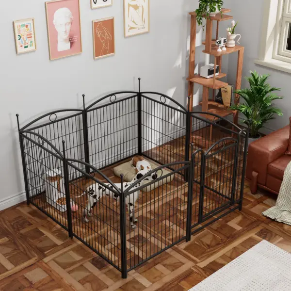 Dog Playpen Indoor 32 inch 8 Panels Metal Dog Pen Pet Dog Fence Outdoor Exercise Pen with Doors, Heavy Duty Dog Fence Puppy Pen for Large Medium Small Dogs Indoor Outdoor Foldable Pet Exercise Pen - Image 2