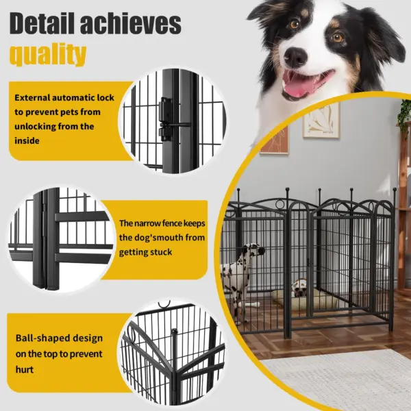 Dog Playpen Indoor 32 inch 8 Panels Metal Dog Pen Pet Dog Fence Outdoor Exercise Pen with Doors, Heavy Duty Dog Fence Puppy Pen for Large Medium Small Dogs Indoor Outdoor Foldable Pet Exercise Pen - Image 11