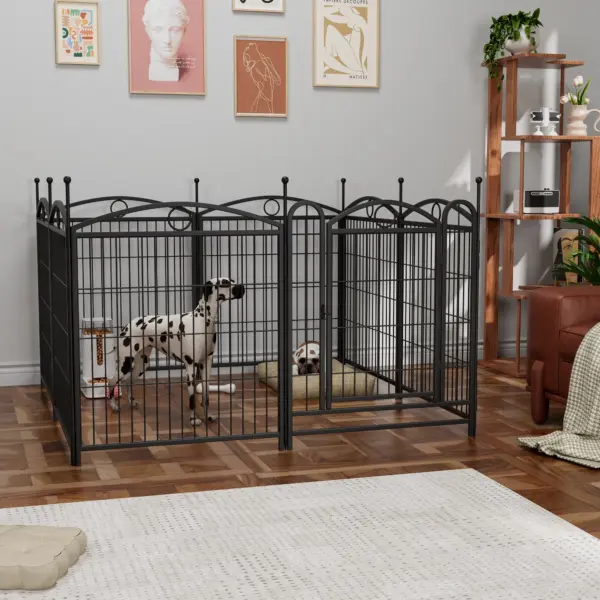 Dog Playpen Indoor 32 inch 8 Panels Metal Dog Pen Pet Dog Fence Outdoor Exercise Pen with Doors, Heavy Duty Dog Fence Puppy Pen for Large Medium Small Dogs Indoor Outdoor Foldable Pet Exercise Pen - Image 3