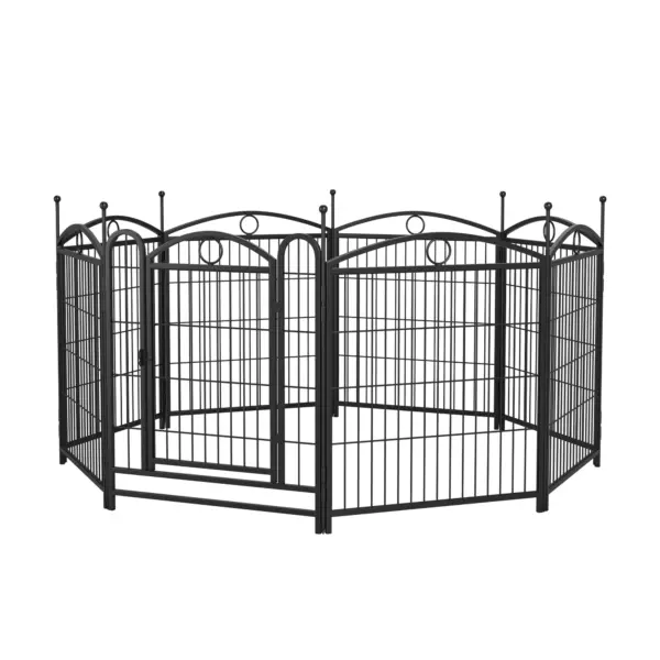 Dog Playpen Indoor 32 inch 8 Panels Metal Dog Pen Pet Dog Fence Outdoor Exercise Pen with Doors, Heavy Duty Dog Fence Puppy Pen for Large Medium Small Dogs Indoor Outdoor Foldable Pet Exercise Pen - Image 7