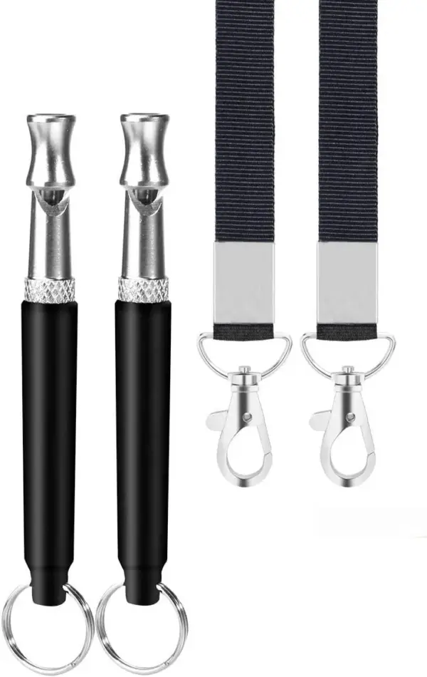 Dog Whistle; 2 Pack Professional Ultrasonic Dog Whistle to Stop Barking; Recall Training; Adjustable Ultrasonic Silent Dog Whistle; with Black Lanyard - Image 2