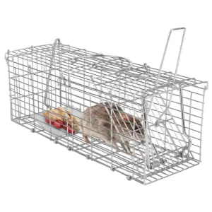 Foldable Rat Trap Cage Humane Live Rodent Trap Cage Galvanized Iron Mice Mouse Control Bait Catch with Detachable L Shaped Rod