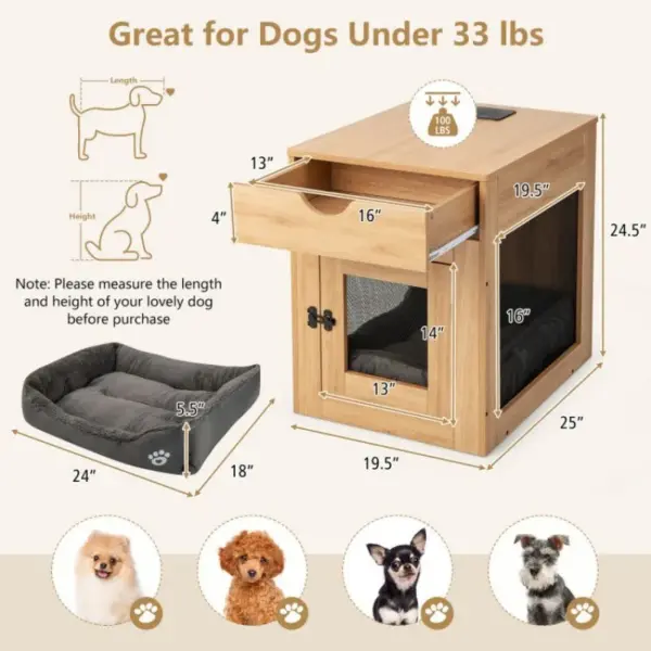 Furniture Style Dog Kennel with Drawer and Removable Dog Bed - Image 9