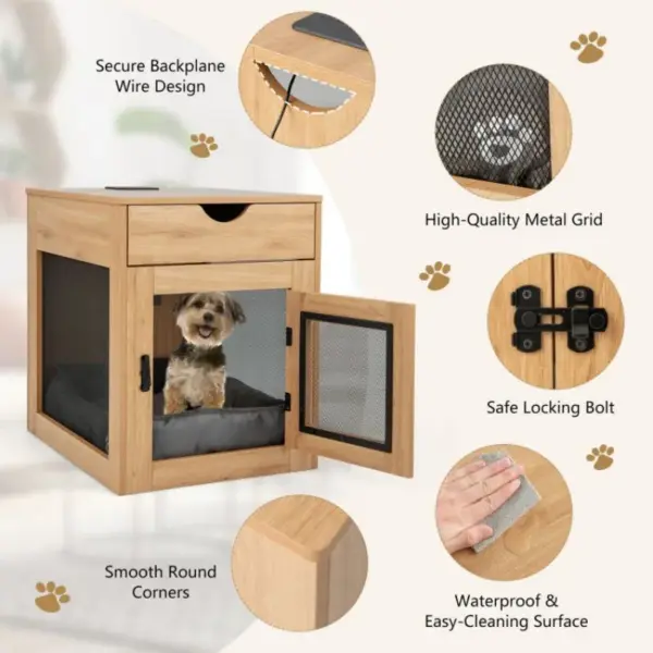 Furniture Style Dog Kennel with Drawer and Removable Dog Bed - Image 10