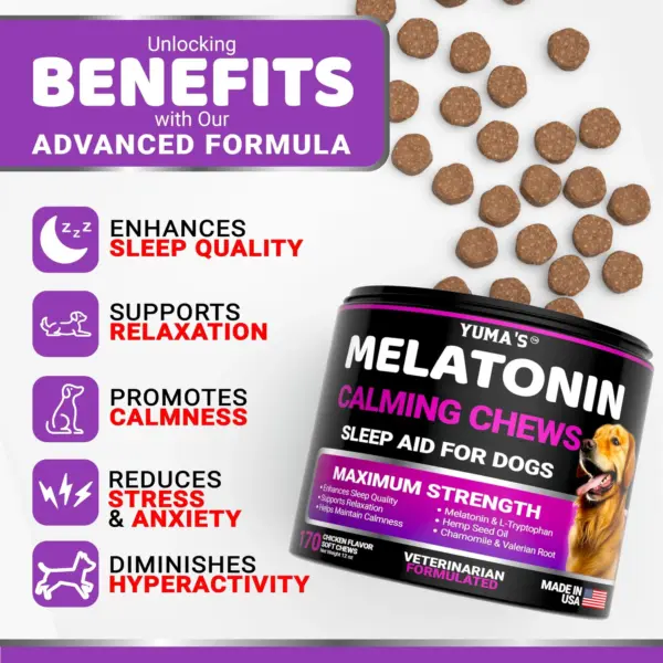 Melatonin Calming Chews for Dogs 170 Chews Dog Stress and Anxiety Relief - Image 2