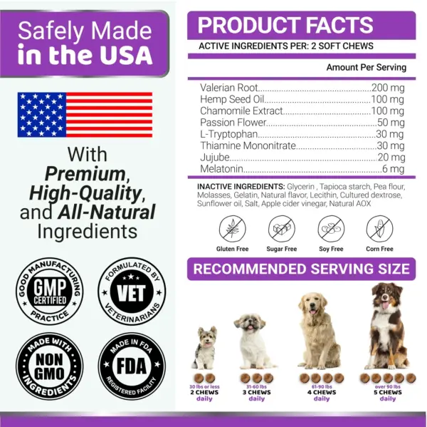 Melatonin Calming Chews for Dogs 170 Chews Dog Stress and Anxiety Relief - Image 6