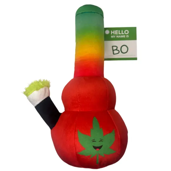 My Name is Bo da Bong, Funny Squeaky Weed Dog Toy, Cute Stuffed Parody Rasta Pot Bong, Cool Plush 420 Novelty Gift for Puppies & Small, Medium & Large Breeds, for Fetch & a Photo Prop - Image 2