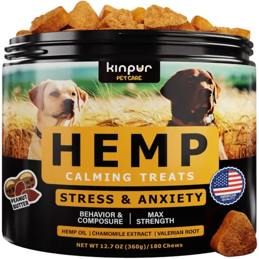 Natural Calming Chews for Dogs with Hemp Oil and Valerian Root Peanut Butter Flavor 180 Chews