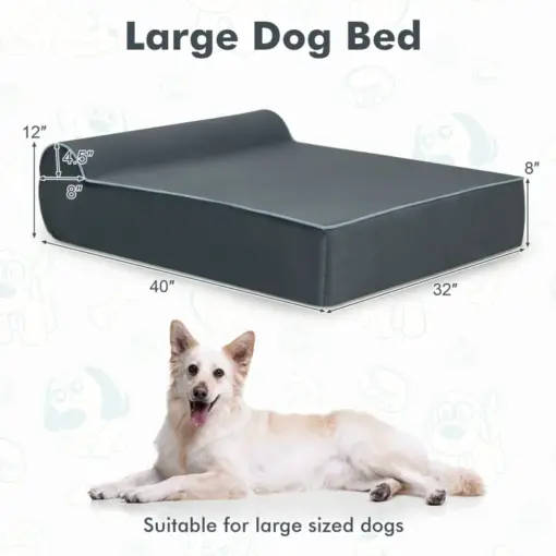 Orthopedic Dog Bed with Headrest and Removable Washable Cover - Image 4