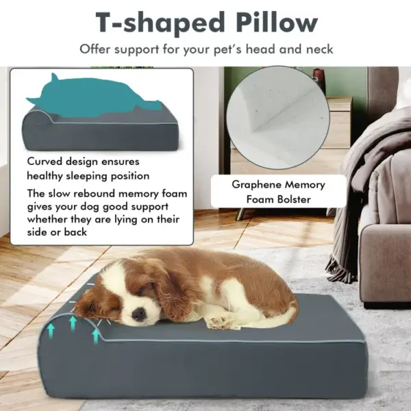 Orthopedic Dog Bed with Headrest and Removable Washable Cover - Image 7