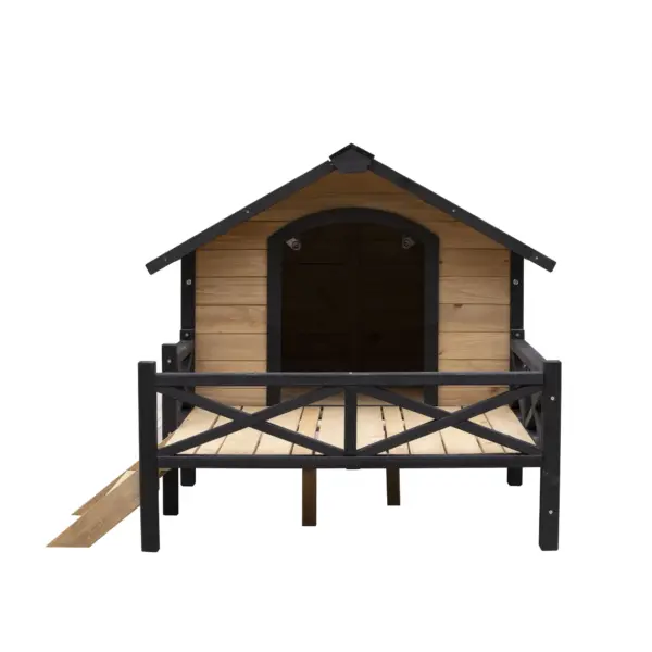 Outdoor Large Wooden Cabin House Style Wooden Dog Kennel with Porch - Image 7