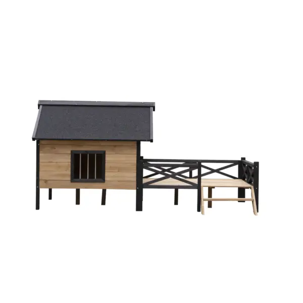 Outdoor Large Wooden Cabin House Style Wooden Dog Kennel with Porch - Image 8