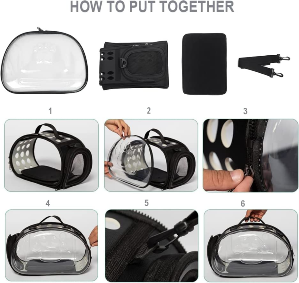 Pet Carrier; Foldable Portable Soft Side; Handbag for pets; Transparent Capsule Pocket Design; for cat Carrier; Dog Carrier; Rabbit Carrier; Suitable for Outdoor Travel - Image 6