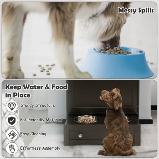 Pet Feeder Station with Stainless Steel Bowl - Image 9
