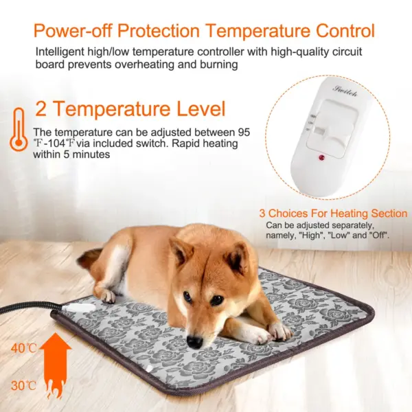 Pet Heating Pad Dog Cat Electric Heating Mat Waterproof Adjustable Warming Blanket - Image 3