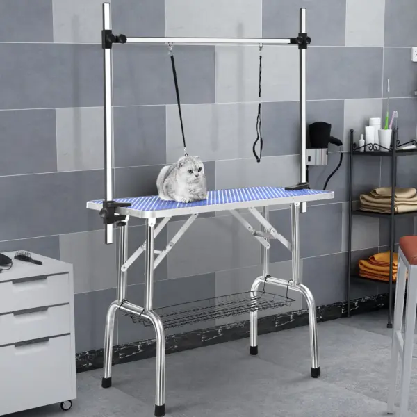 Professional Dog Pet Grooming Table Large Adjustable Heavy Duty Portable w/Arm & Noose & Mesh Tray - Image 14