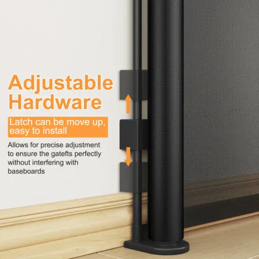 Retractable Baby Gate, Mesh Dog Gate for Doorways, Extends up to 76" Wide, 33" Tall Child Safety Gate for Doorways, Indoor & Outdoors, Stairs, Hallways, Black - Image 3