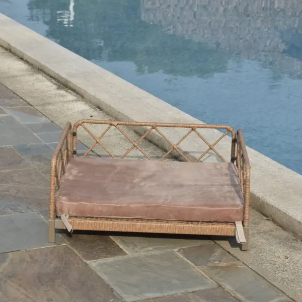 wicker pet bed Rattan Dog Sofa Bed outdoor indoor Water Resistant - Image 3