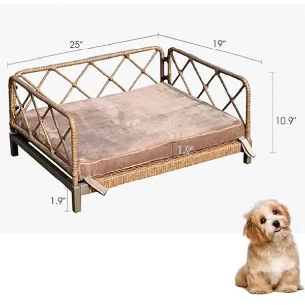 wicker pet bed Rattan Dog Sofa Bed outdoor indoor Water Resistant - Image 5